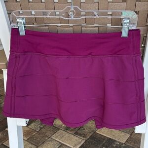 Lululemon Skort Women’s 6 Plum Built-In Shorts Tennis Golf Pickleball Zip Pocket